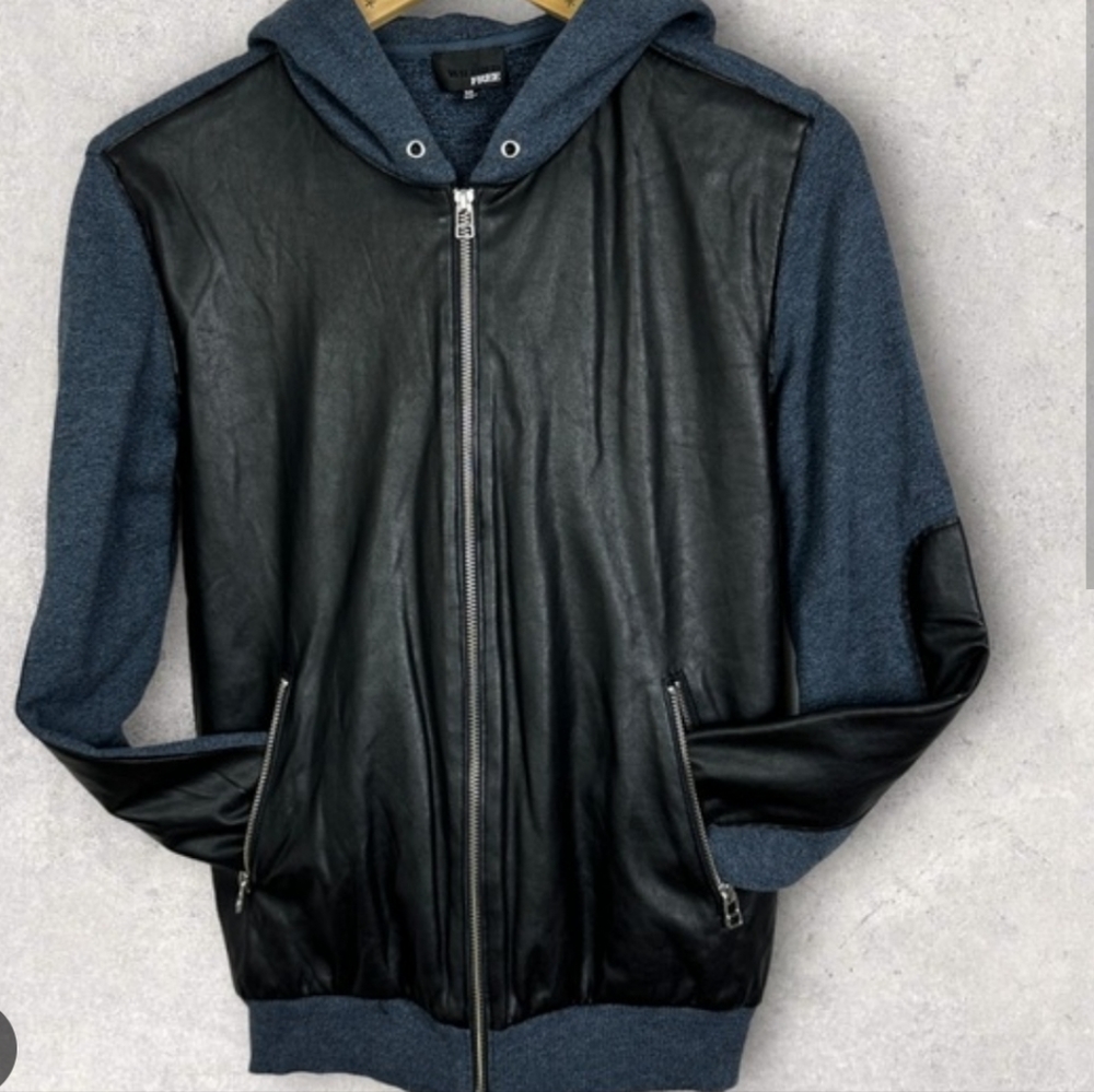 Soft cotton Blend hoodie sweatshirt zip up Wilfred Free black faux leather S